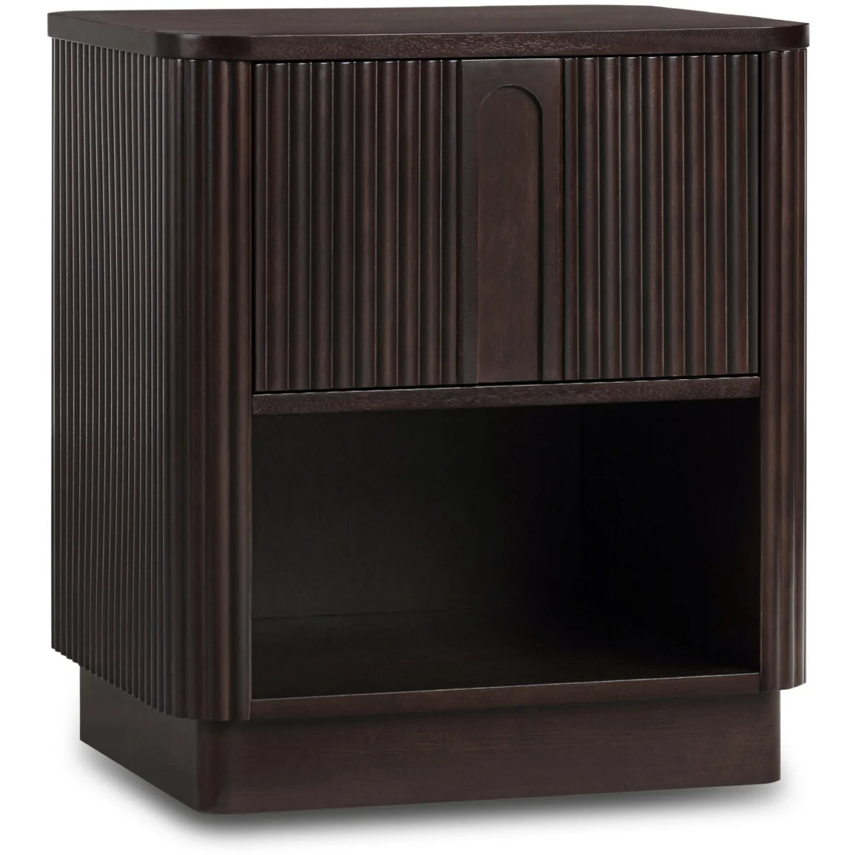 Reeded Bedside Table with Shelf and Push-Open Drawer - Black – image 2