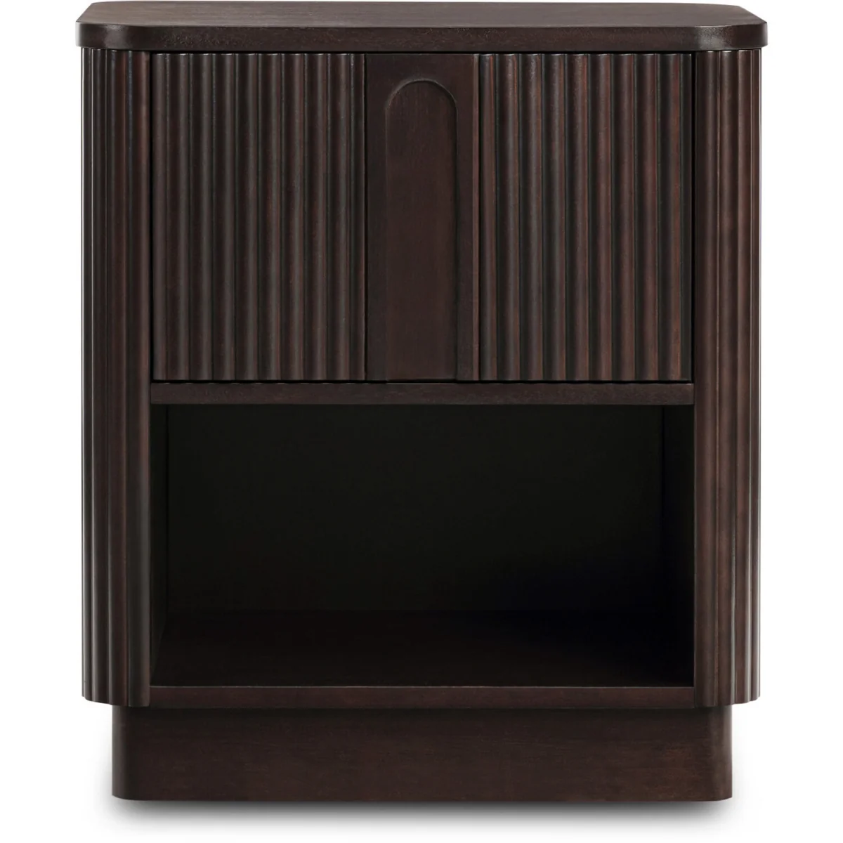 Reeded Bedside Table with Shelf and Push-Open Drawer - Black – image 4