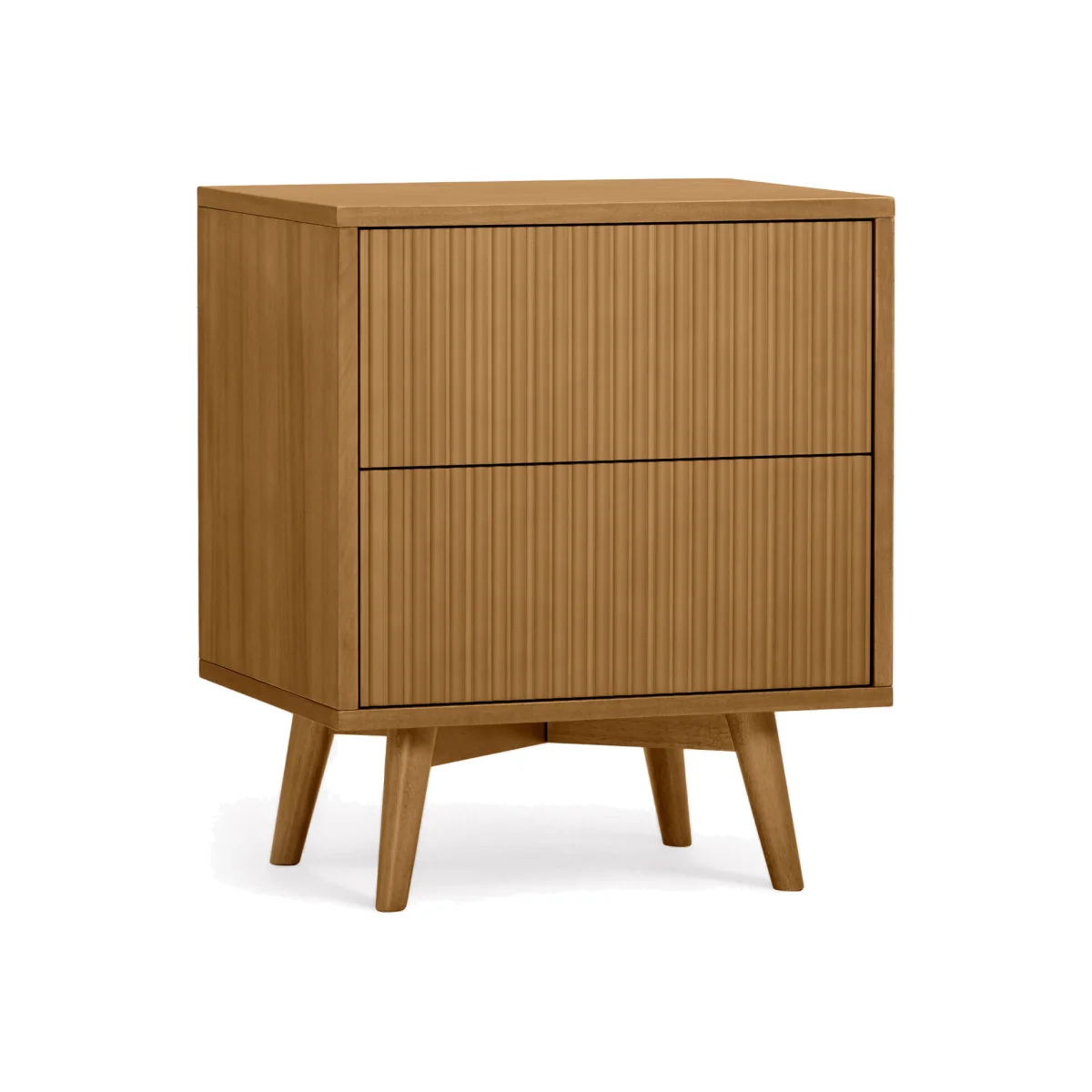 Teamson Home Tremolo Bedside Table with 2 Drawers and Fluted Fronts A - Natural – image 1