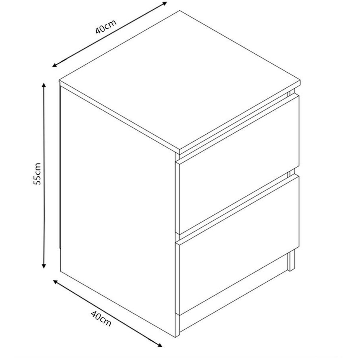 Carlton 2 Drawer Bedside Table - White – image 2
