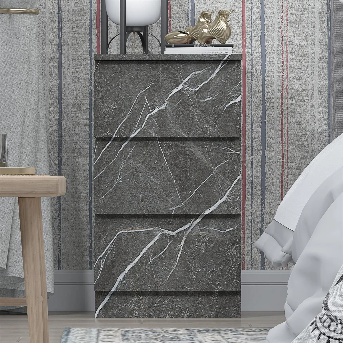 ZITA 3 Drawer Bedside Table – image 2