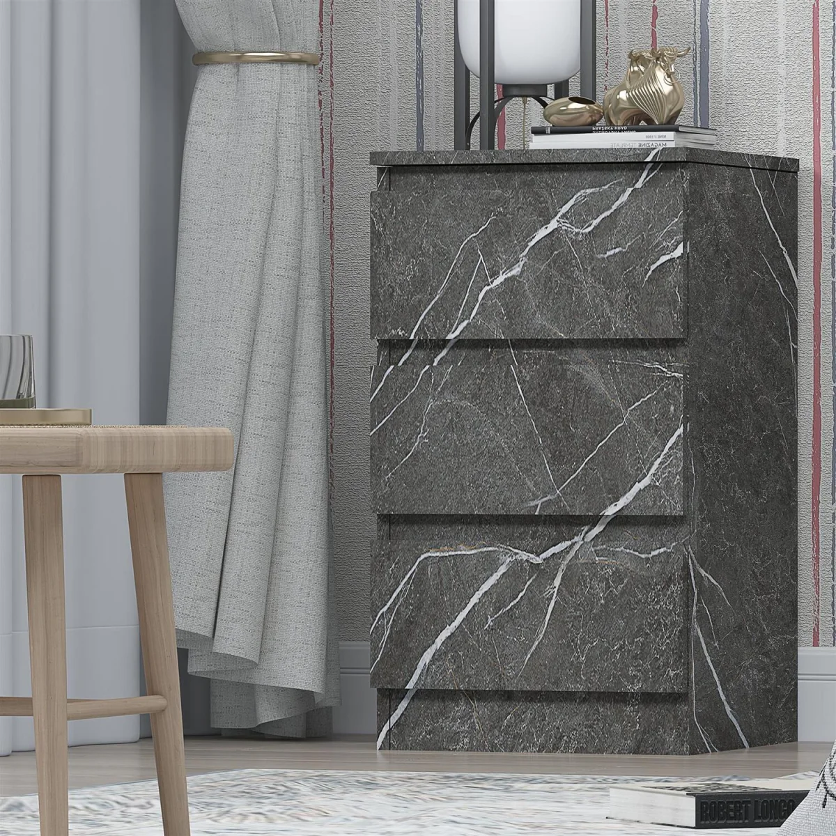 ZITA 3 Drawer Bedside Table – image 1
