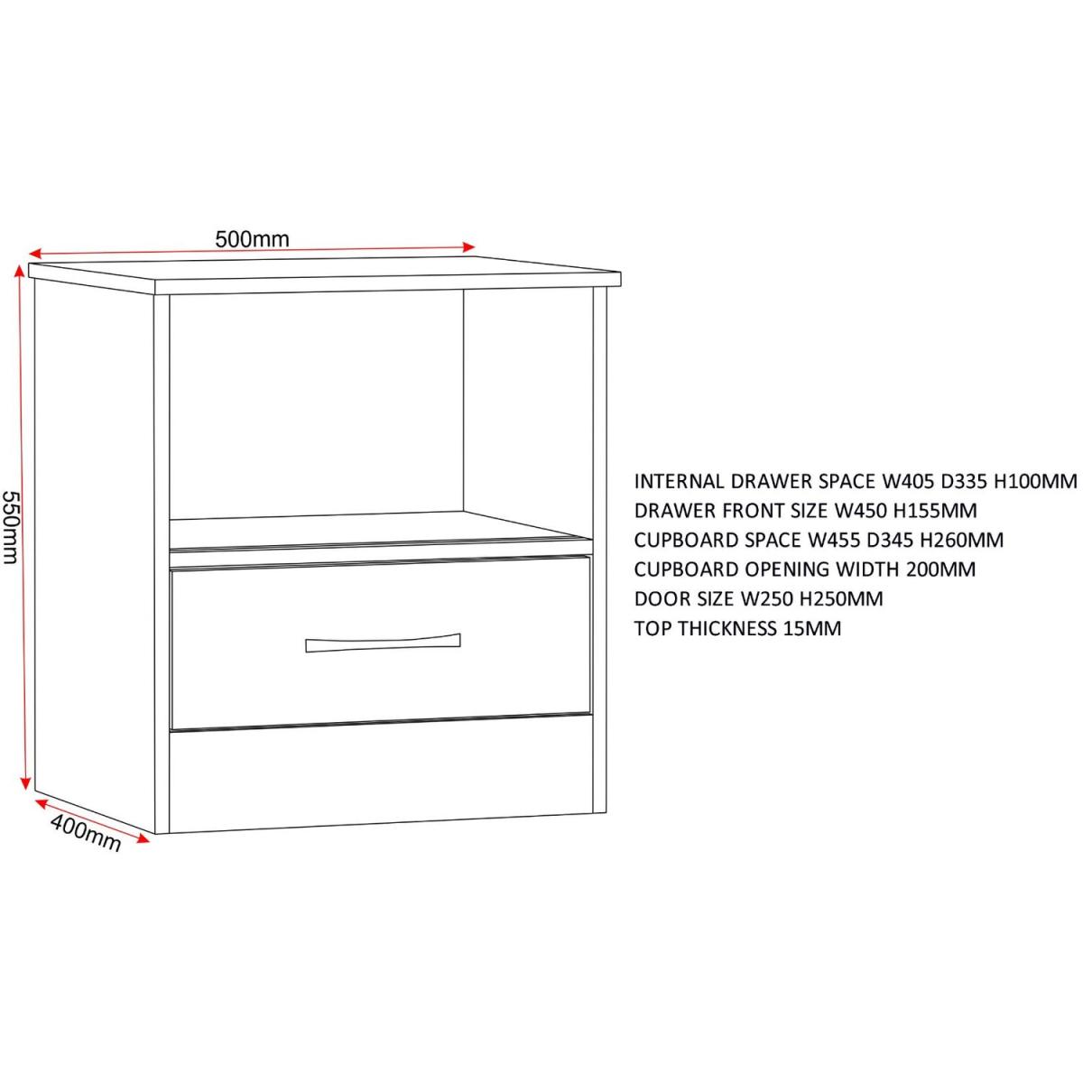 Nevada Sliding Door Bedside - Sonoma Oak – image 8