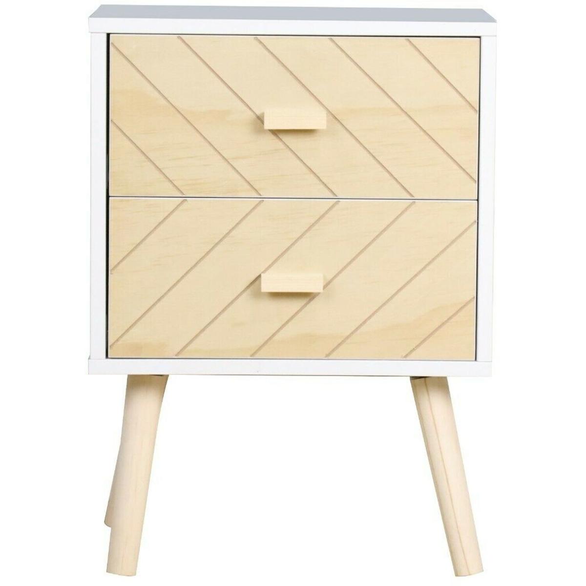 Neo White Two Drawers Wooden Bedside Table - White – image 4