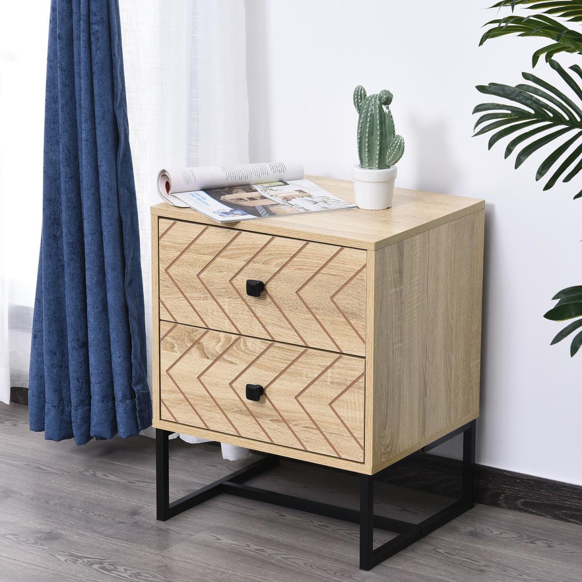 Two-Draw Bedside Table - Natural wood – image 2