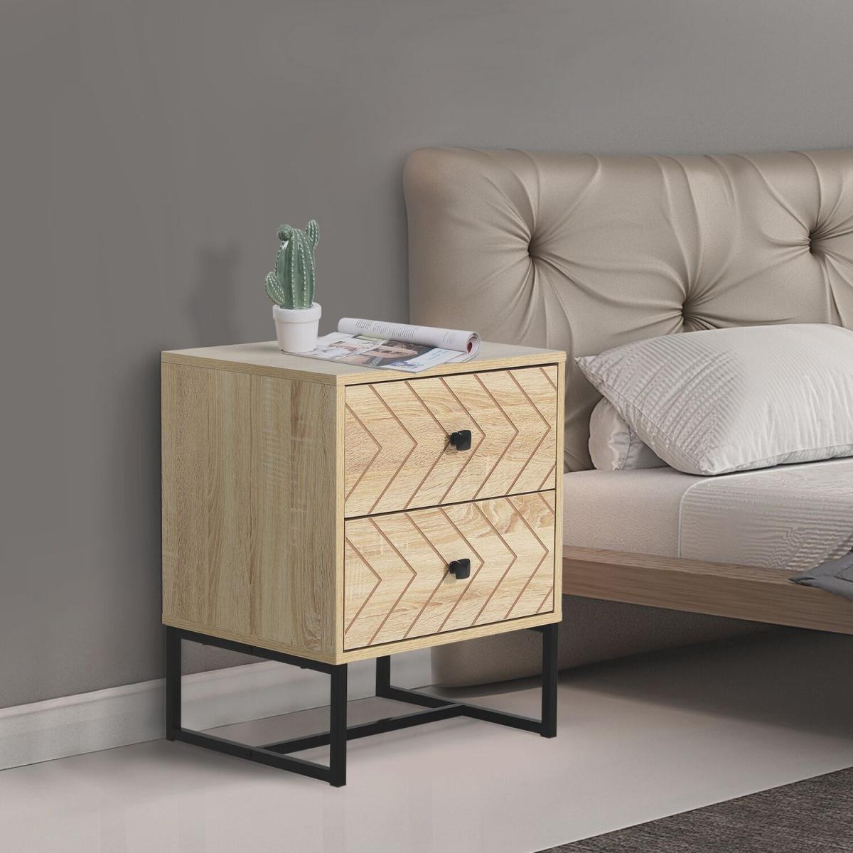 Two-Draw Bedside Table - Natural wood – image 3