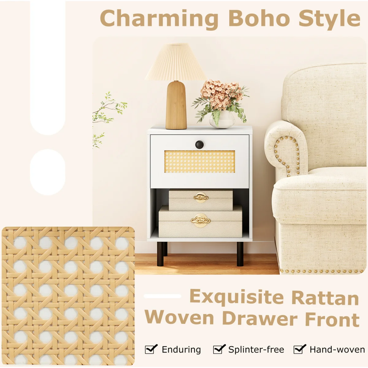Boho Style Bedside Table – image 10