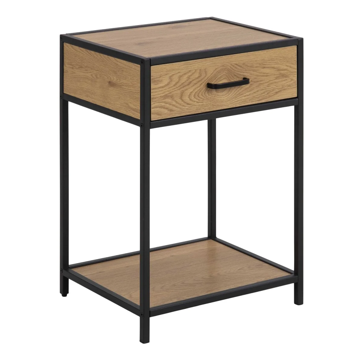 El Paso Bedside Table Wild Oak Effect Top and Steel Base 1 Drawer - Neutral – image 2