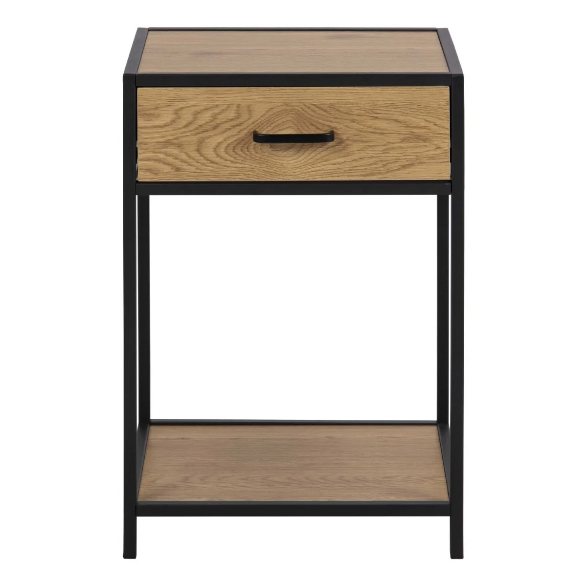 El Paso Bedside Table Wild Oak Effect Top and Steel Base 1 Drawer - Neutral – image 3