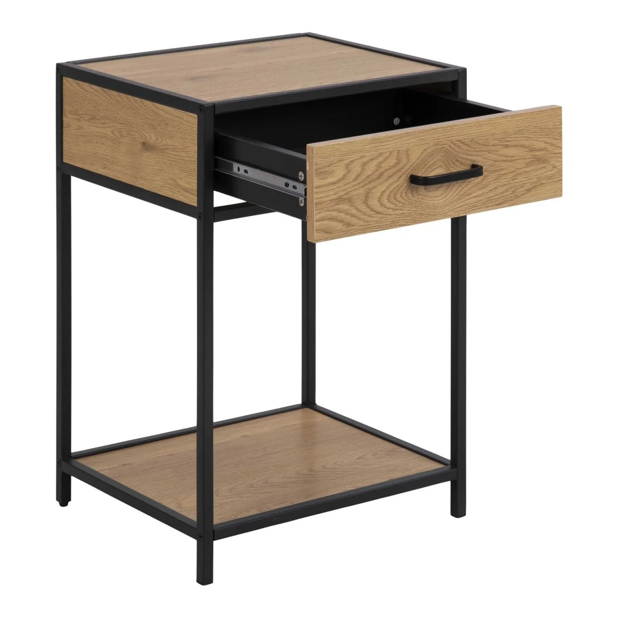 El Paso Bedside Table Wild Oak Effect Top and Steel Base 1 Drawer - Neutral – image 5
