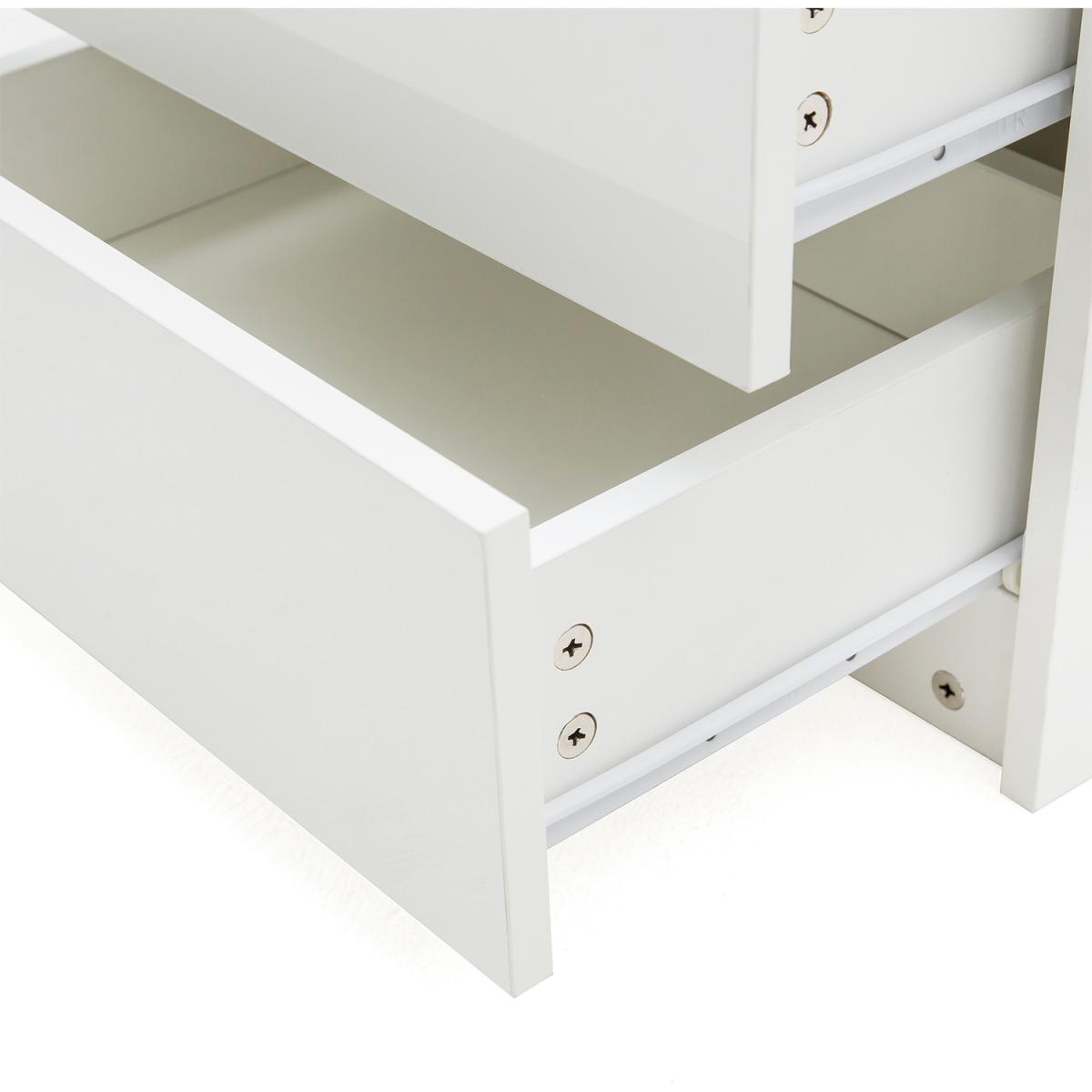 Bedside Table Nightstand 2 Drawers Front LED Light-white - White – image 4