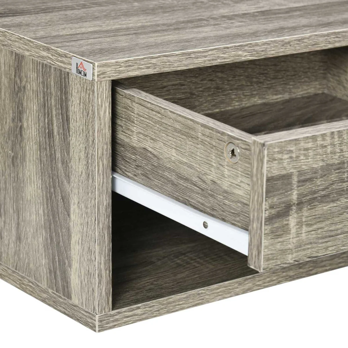 Rosama Set of 2 Grey Wood-Effect Floating Bedside Tables, Wall-Mounted, 1 Drawer, 1 Shelf – image 9