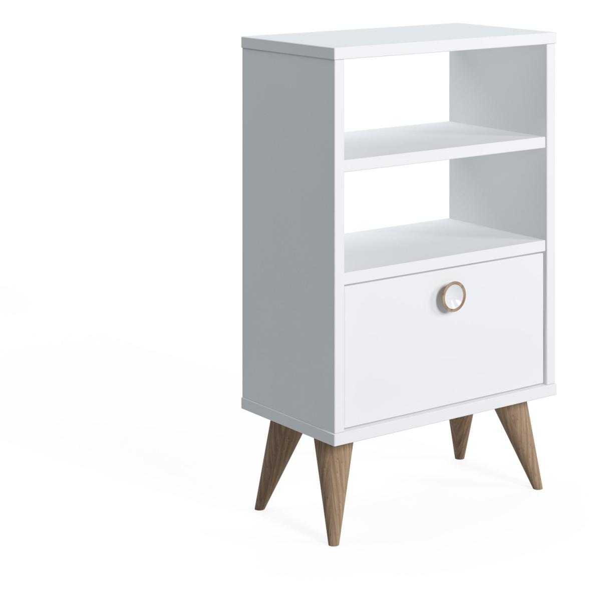 Vega 74cm Tall Nightstand with Shelf by Ruumstore - Opaque White – image 2