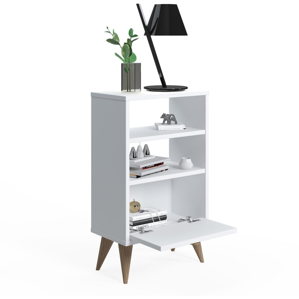 Vega 74cm Tall Nightstand with Shelf by Ruumstore - Opaque White – image 4