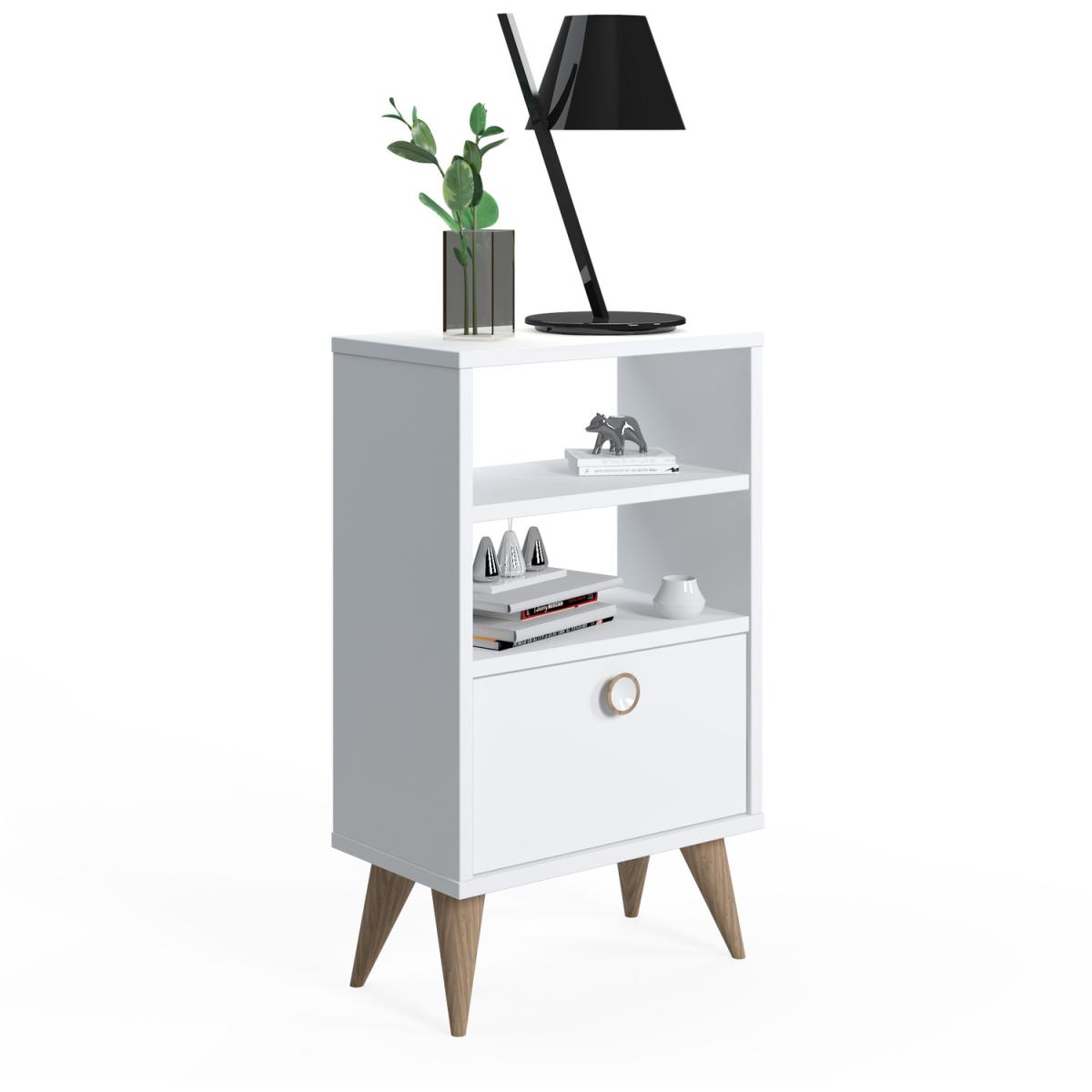 Vega 74cm Tall Nightstand with Shelf by Ruumstore - Opaque White – image 5
