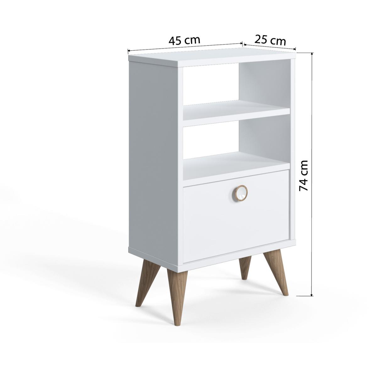 Vega 74cm Tall Nightstand with Shelf by Ruumstore - Opaque White – image 6