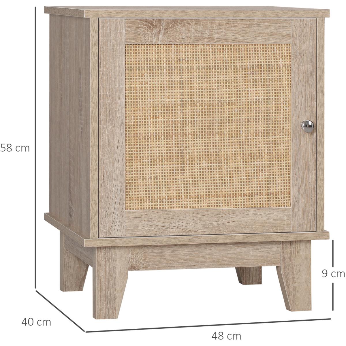 Nightstand, Bedside Table with Storage Cupboard - Natural wood finish – image 3