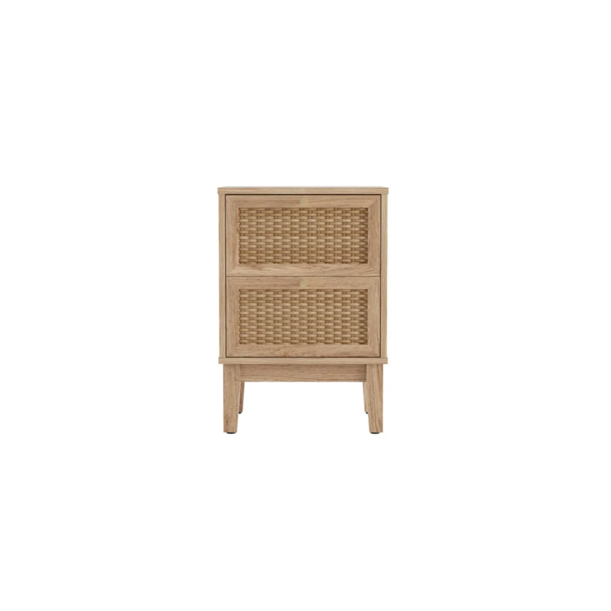 Wyld Haus Waterford Oak Bedside Cabinet with Rattan Drawer Fronts, 2 Drawers, Natural - Brown – image 2
