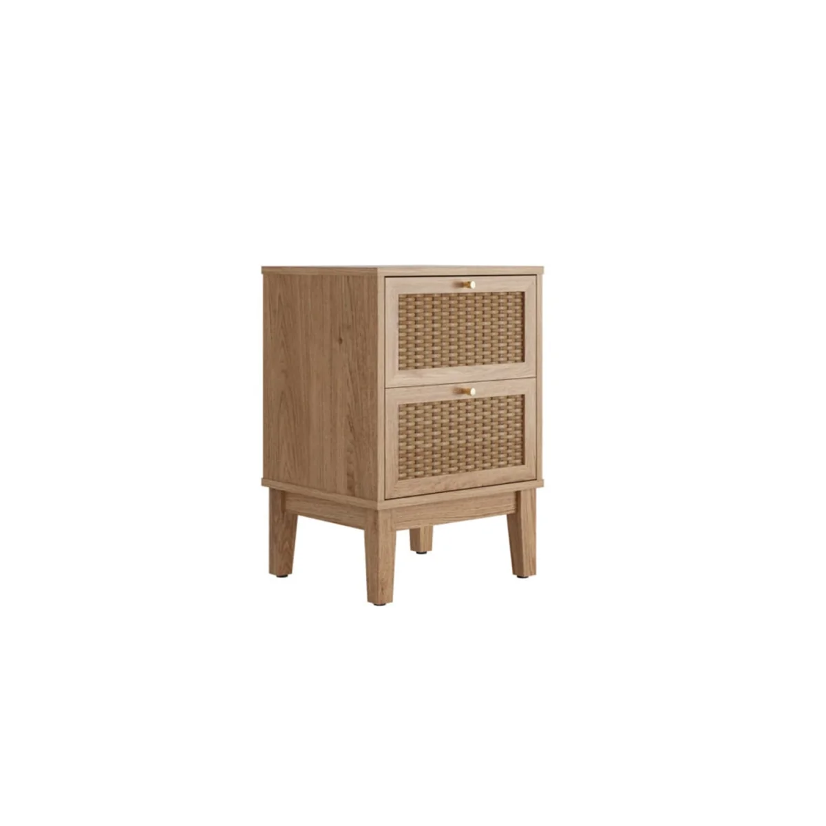 Wyld Haus Waterford Oak Bedside Cabinet with Rattan Drawer Fronts, 2 Drawers, Natural - Brown – image 3