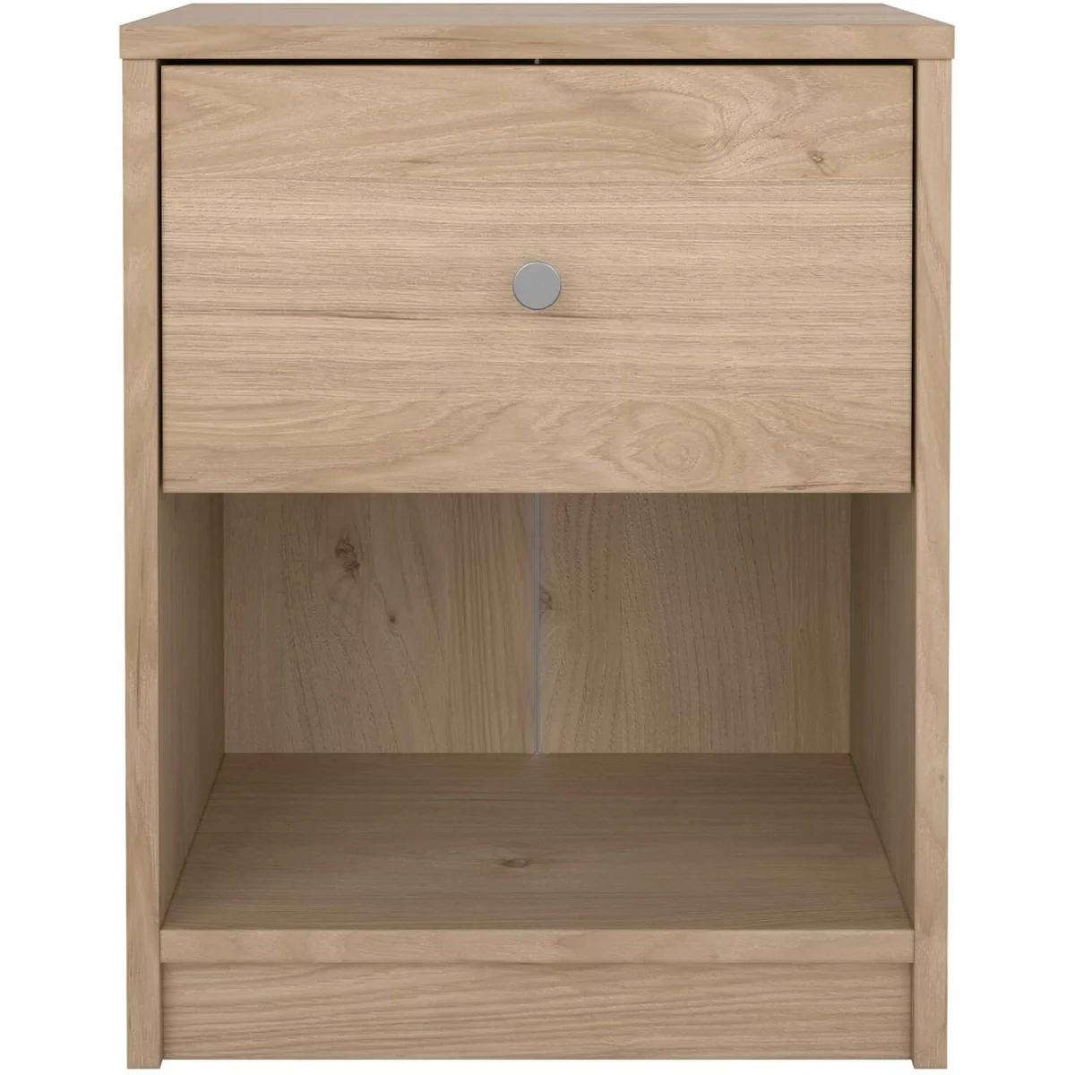 Kaohsiung Hickory Oak Effect Bedside Table 1 Drawer - Brown – image 2