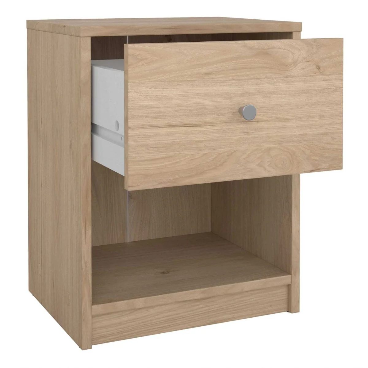 Kaohsiung Hickory Oak Effect Bedside Table 1 Drawer - Brown – image 6