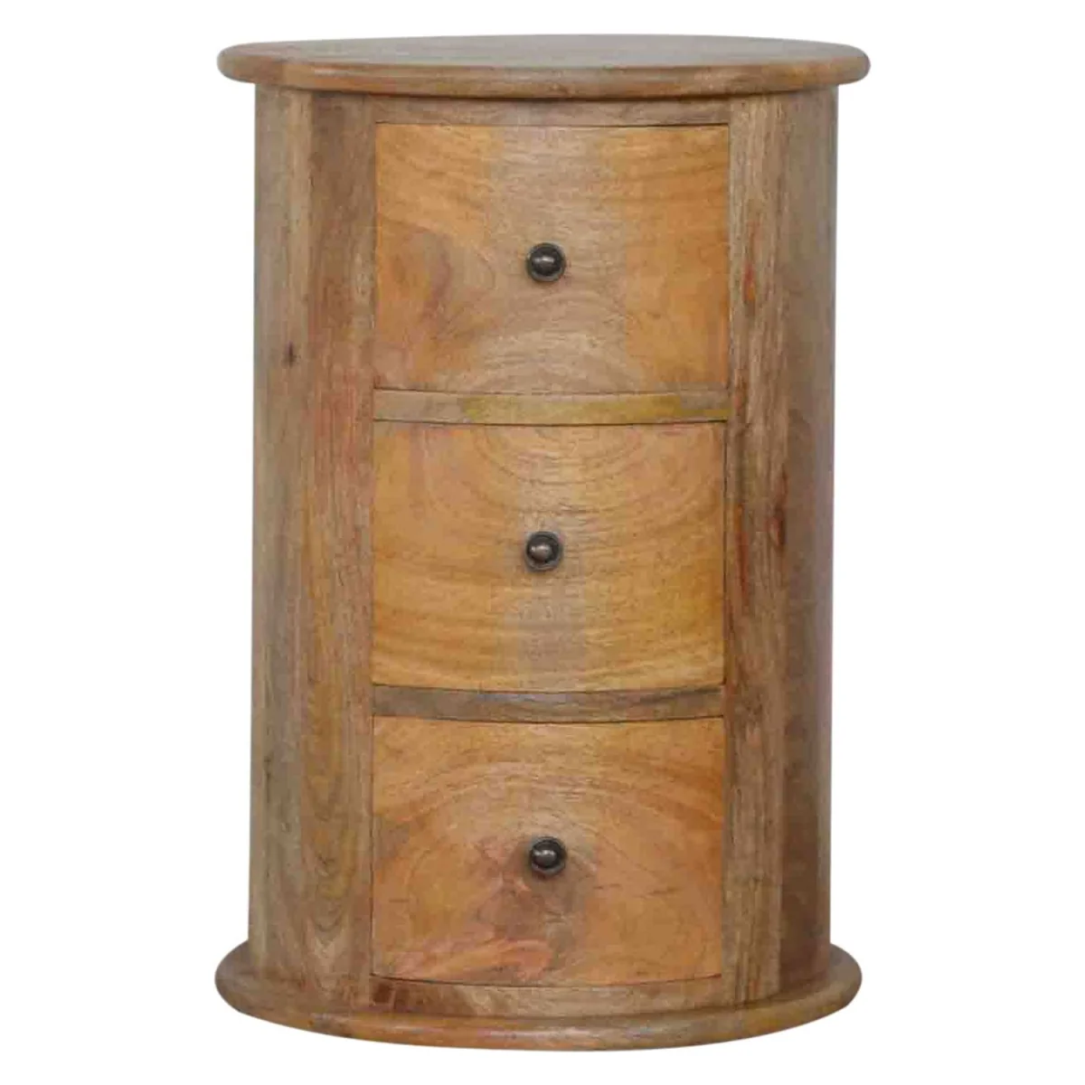 Amalfi 3-Drawer Mango Wood Drum Bedside Table - Brown – image 4