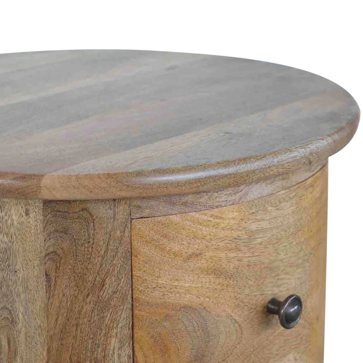 Amalfi 3-Drawer Mango Wood Drum Bedside Table - Brown – image 5