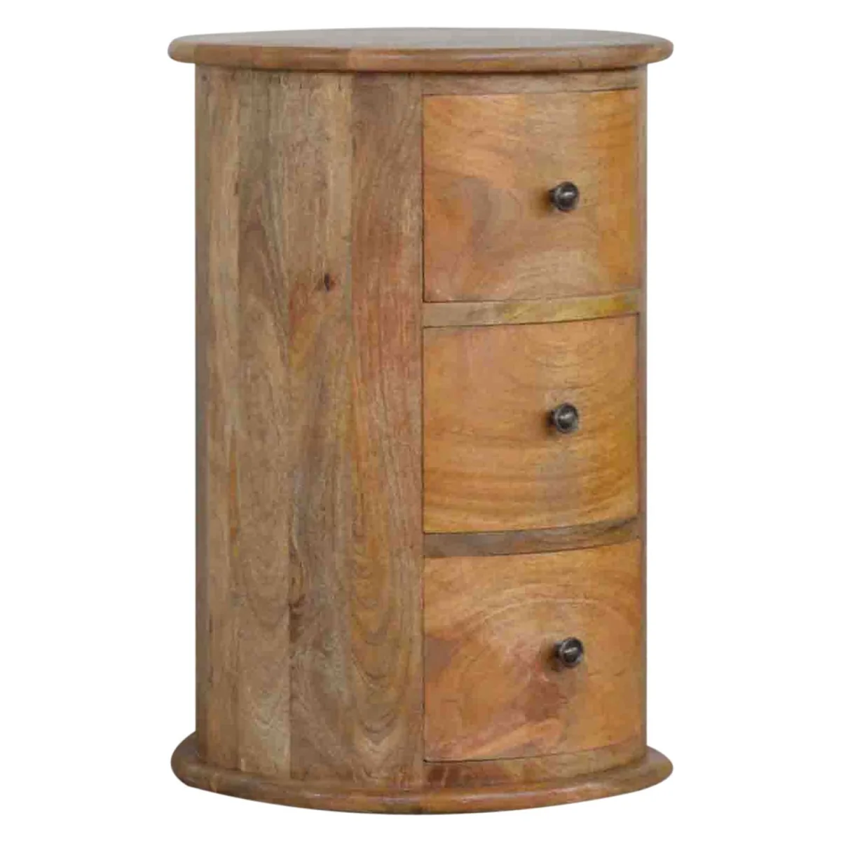 Amalfi 3-Drawer Mango Wood Drum Bedside Table - Brown – image 6