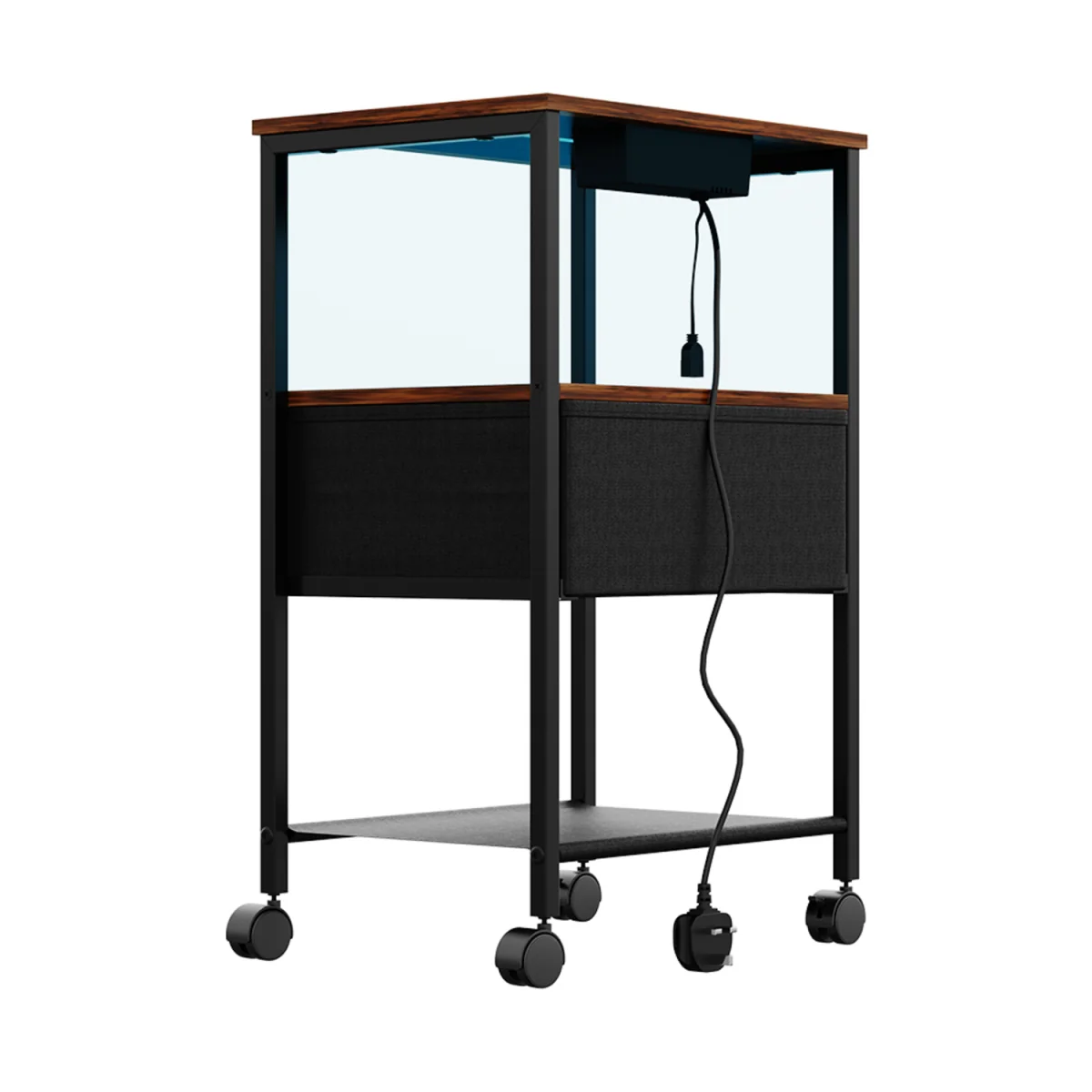 LED Bedside Table with Charging Station - Dark Brown – image 5