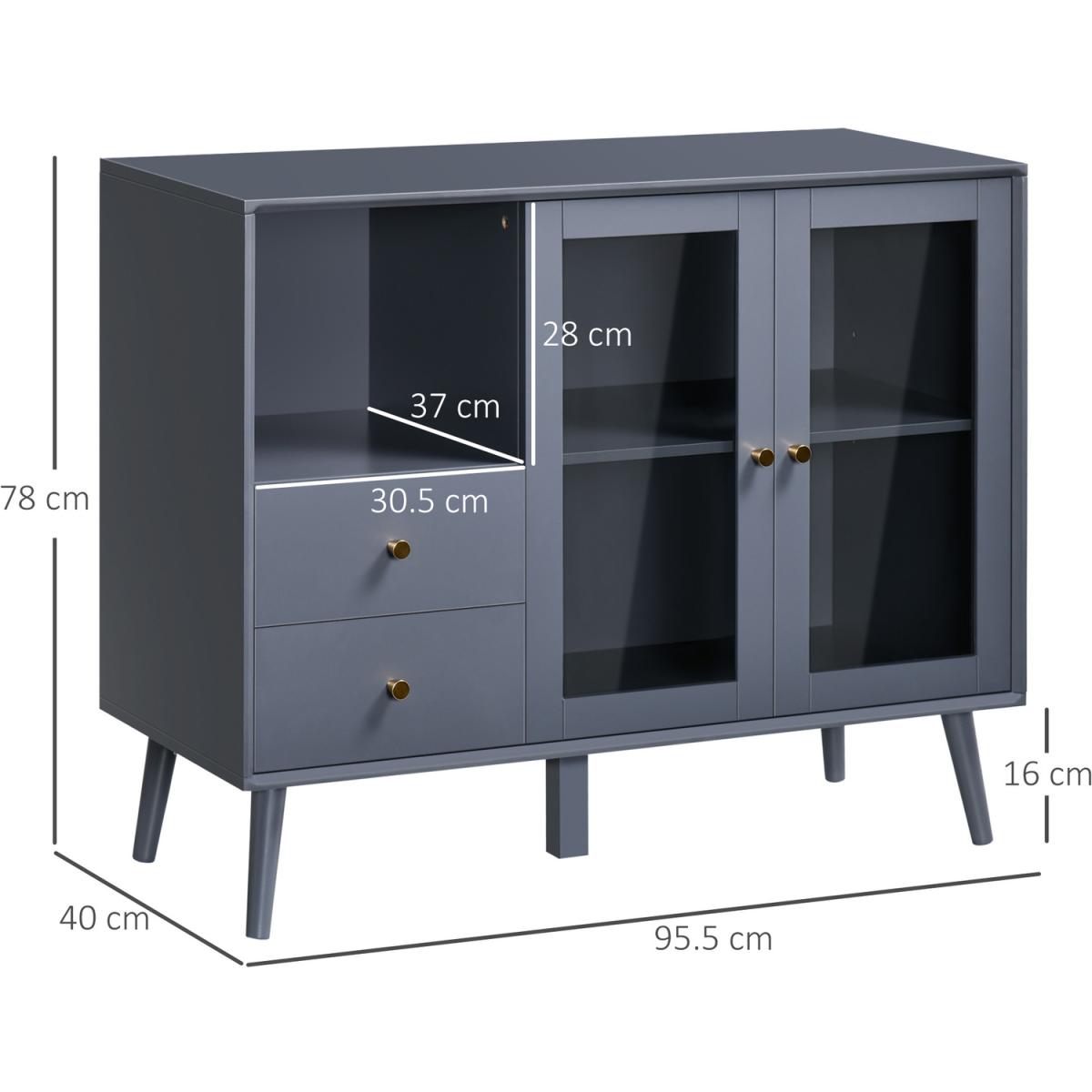 Modern Bedside Table Storage Cabinet with 2 Drawers, Adjustable Shelf - Grey / 32kg – image 2