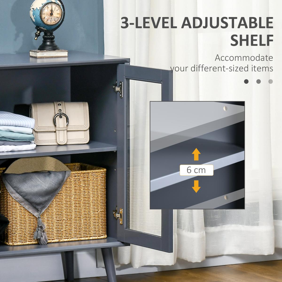 Modern Bedside Table Storage Cabinet with 2 Drawers, Adjustable Shelf - Grey / 32kg – image 4