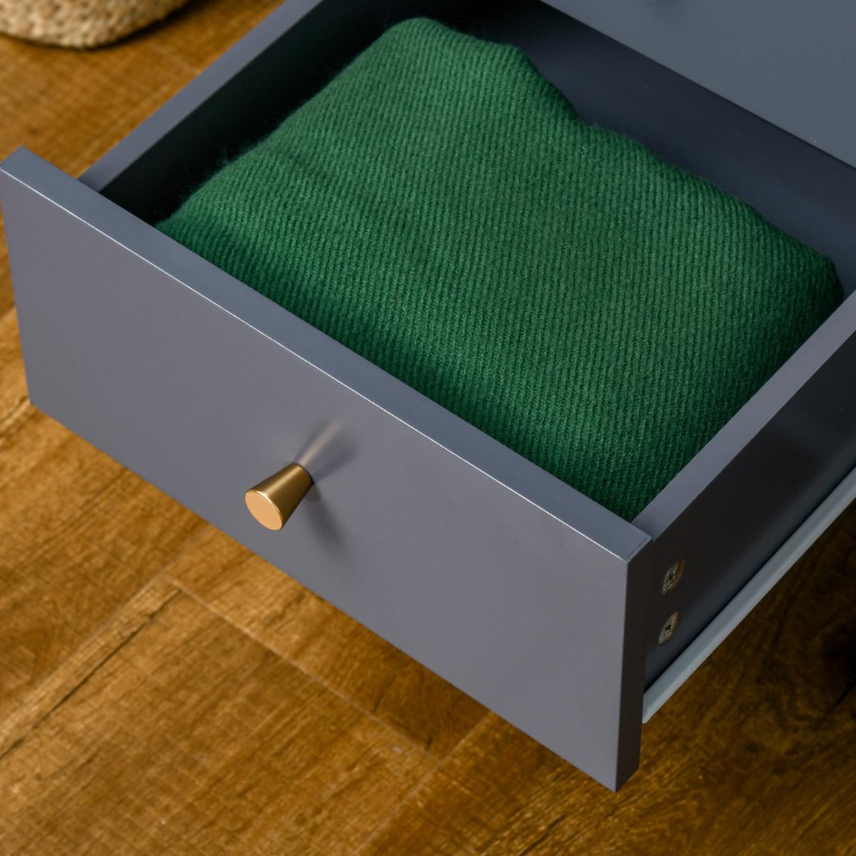 Modern Bedside Table Storage Cabinet with 2 Drawers, Adjustable Shelf - Grey / 32kg – image 7