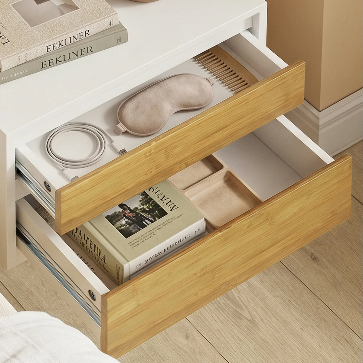 Floating Nightstand with Push-to-Open Drawers - White – image 4