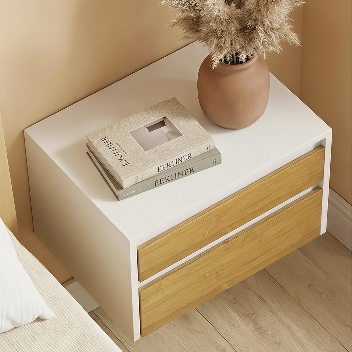Floating Nightstand with Push-to-Open Drawers - White – image 5