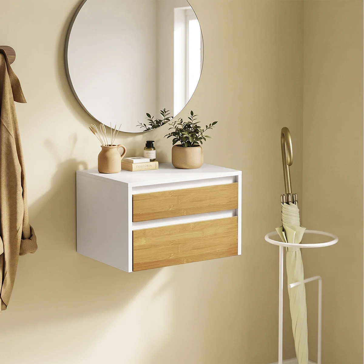 Floating Nightstand with Push-to-Open Drawers - White – image 6