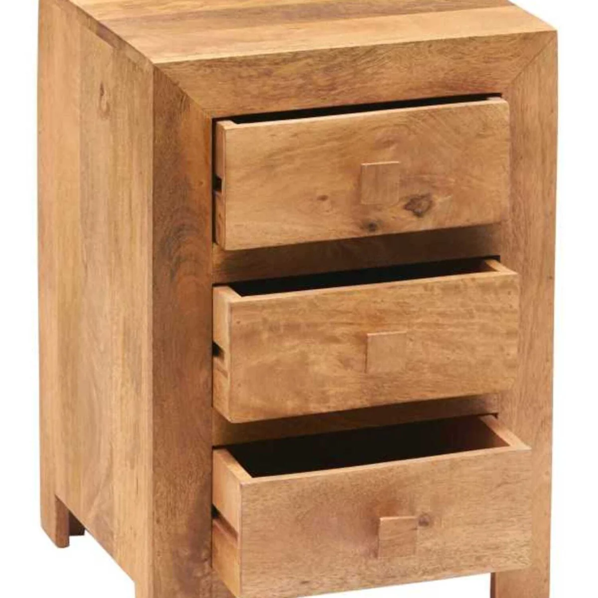 Manila Mango Wood 3-Drawer Bedside Table, Light Finish - Brown – image 4