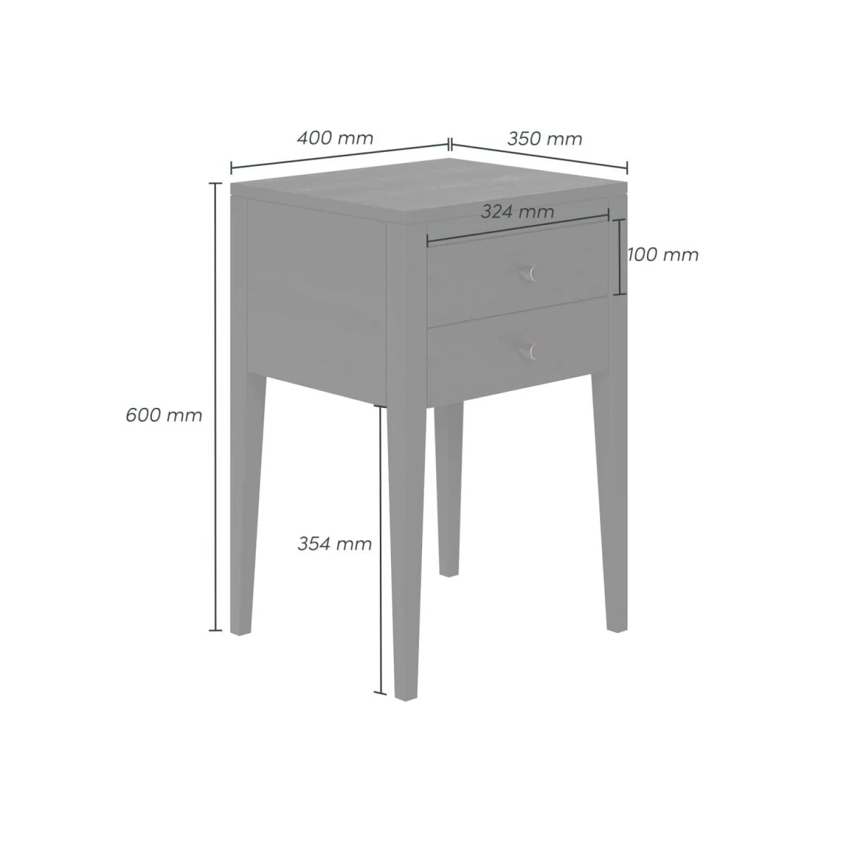 Itabira Wood Grain 2 Drawer Bedside Table - Black – image 4