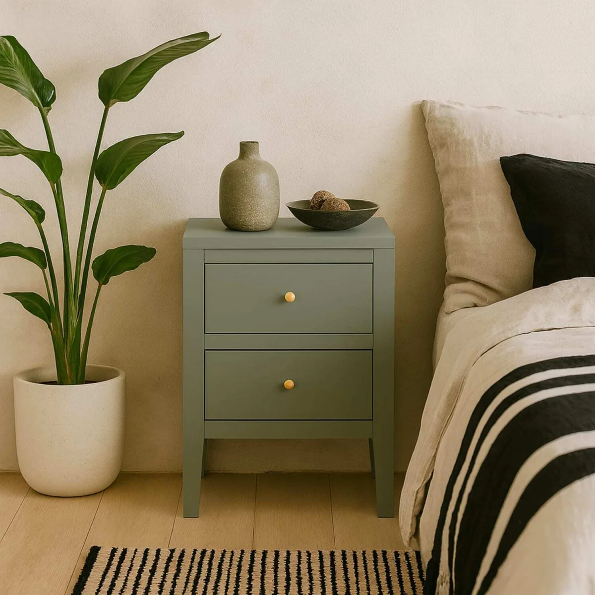 Roma Pigeon 2 Drawer Bedside Table - Green – image 2