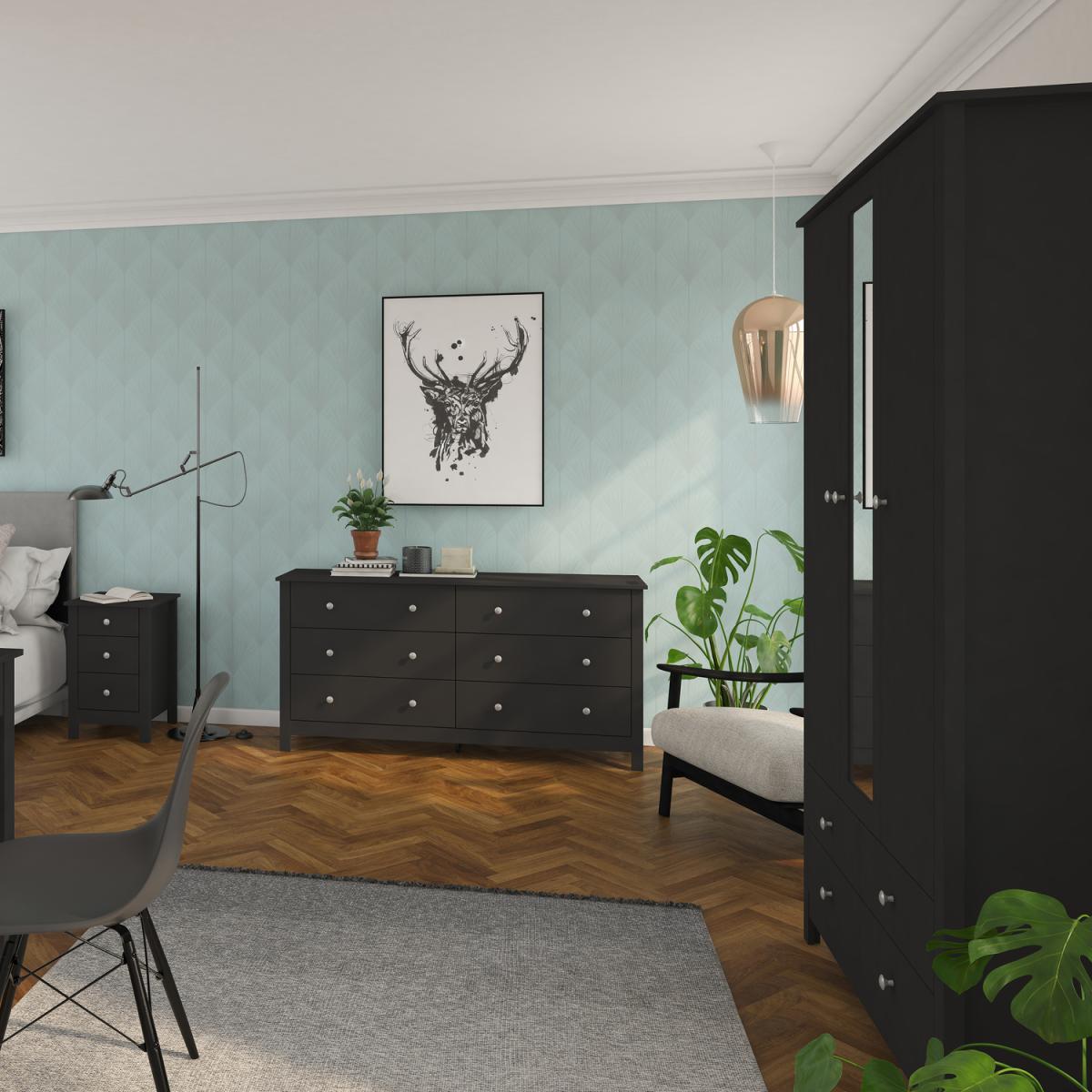 Faith 3 Drawer Bedside Cabinet - Black – image 4