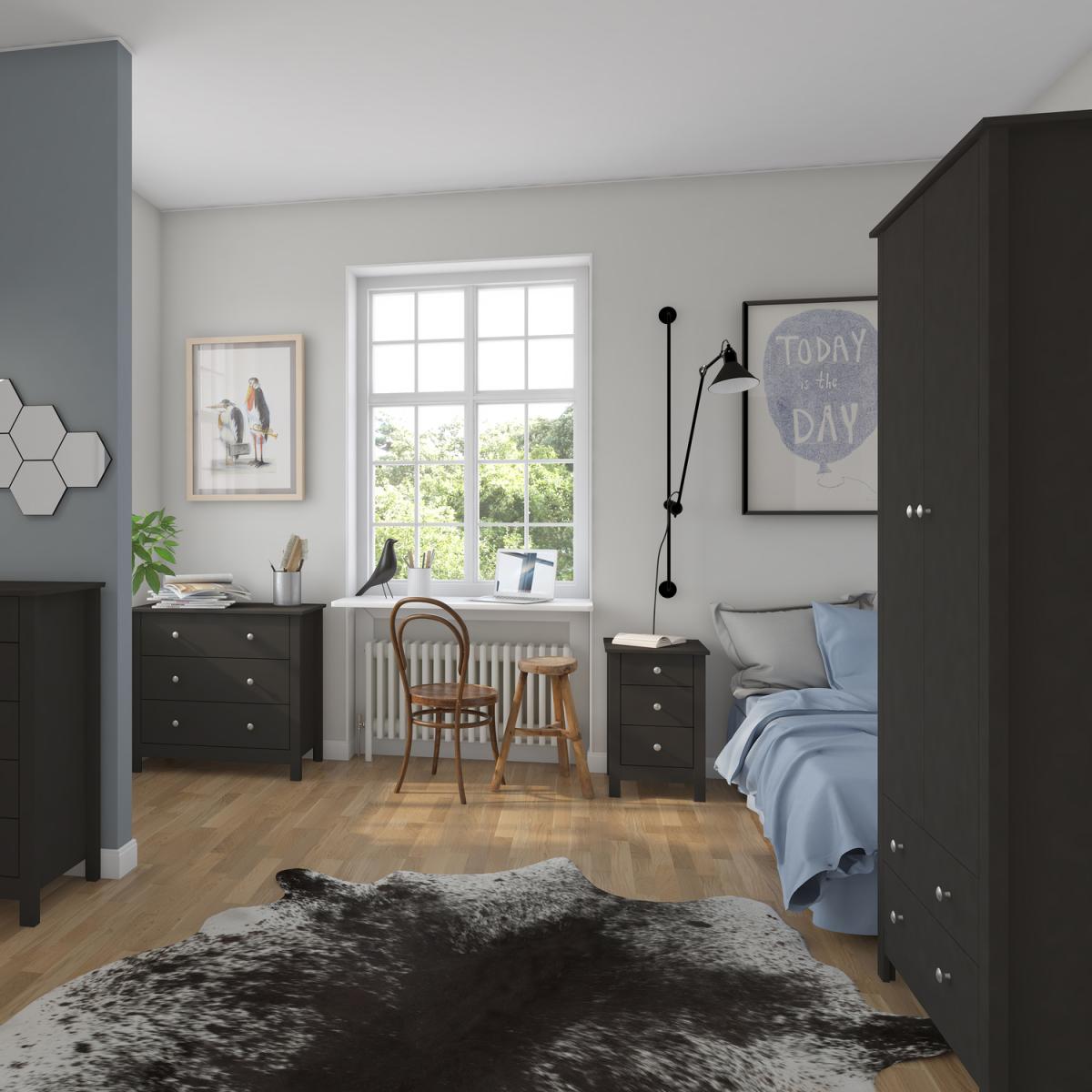 Faith 3 Drawer Bedside Cabinet - Black – image 5