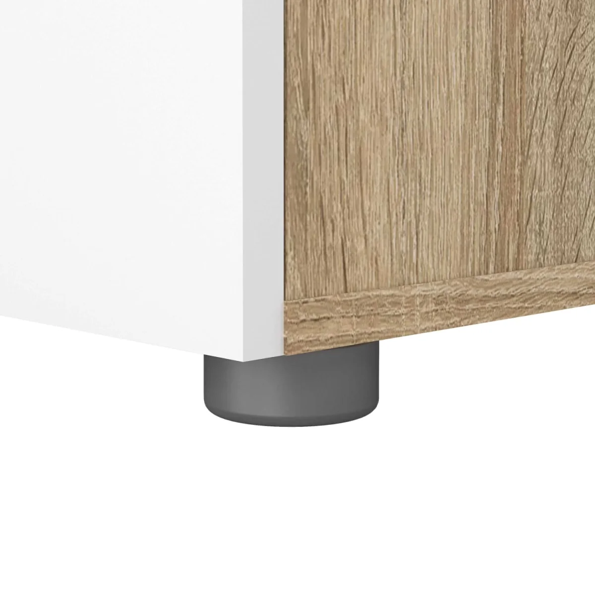 Daejeon Bedside Table - White Gloss and Natural Oak-Effect, 2 Drawers - White – image 5
