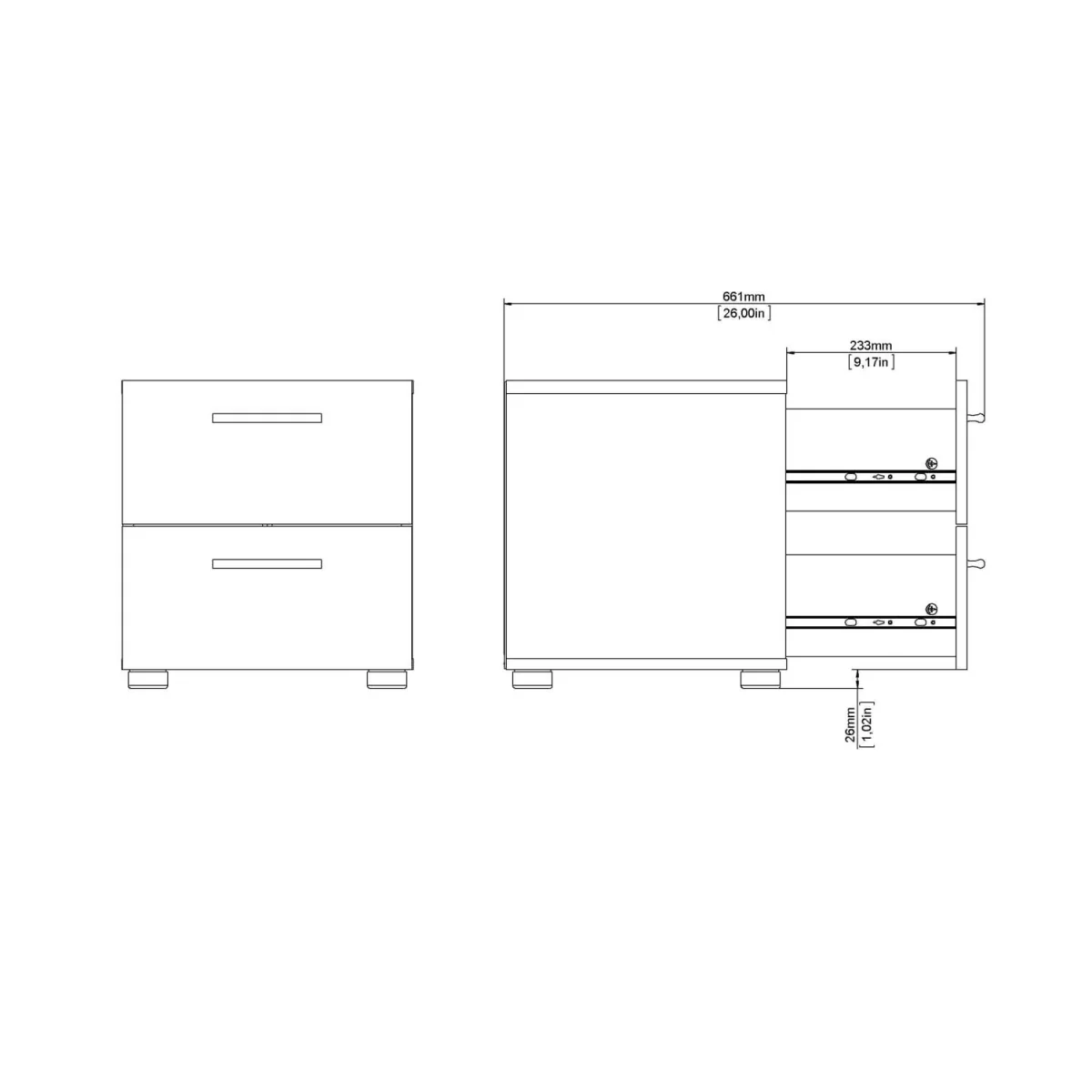 Daejeon Bedside Table - White Gloss and Natural Oak-Effect, 2 Drawers - White – image 6