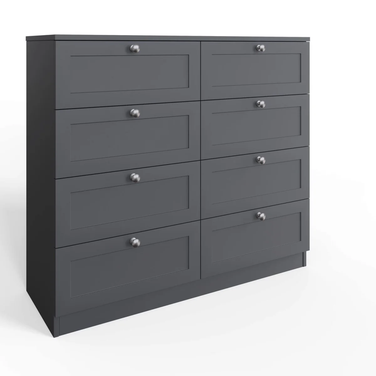 FWStyle Matt Grey 8 Drawer Chest Metal Handles Shaker Style Fronts - Dark Grey – image 3