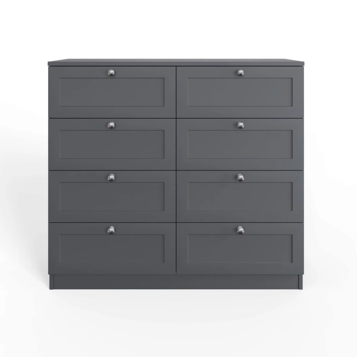 FWStyle Matt Grey 8 Drawer Chest Metal Handles Shaker Style Fronts - Dark Grey – image 5