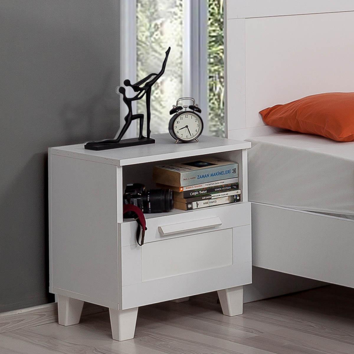 Hedere Bedside Table - White – image 4