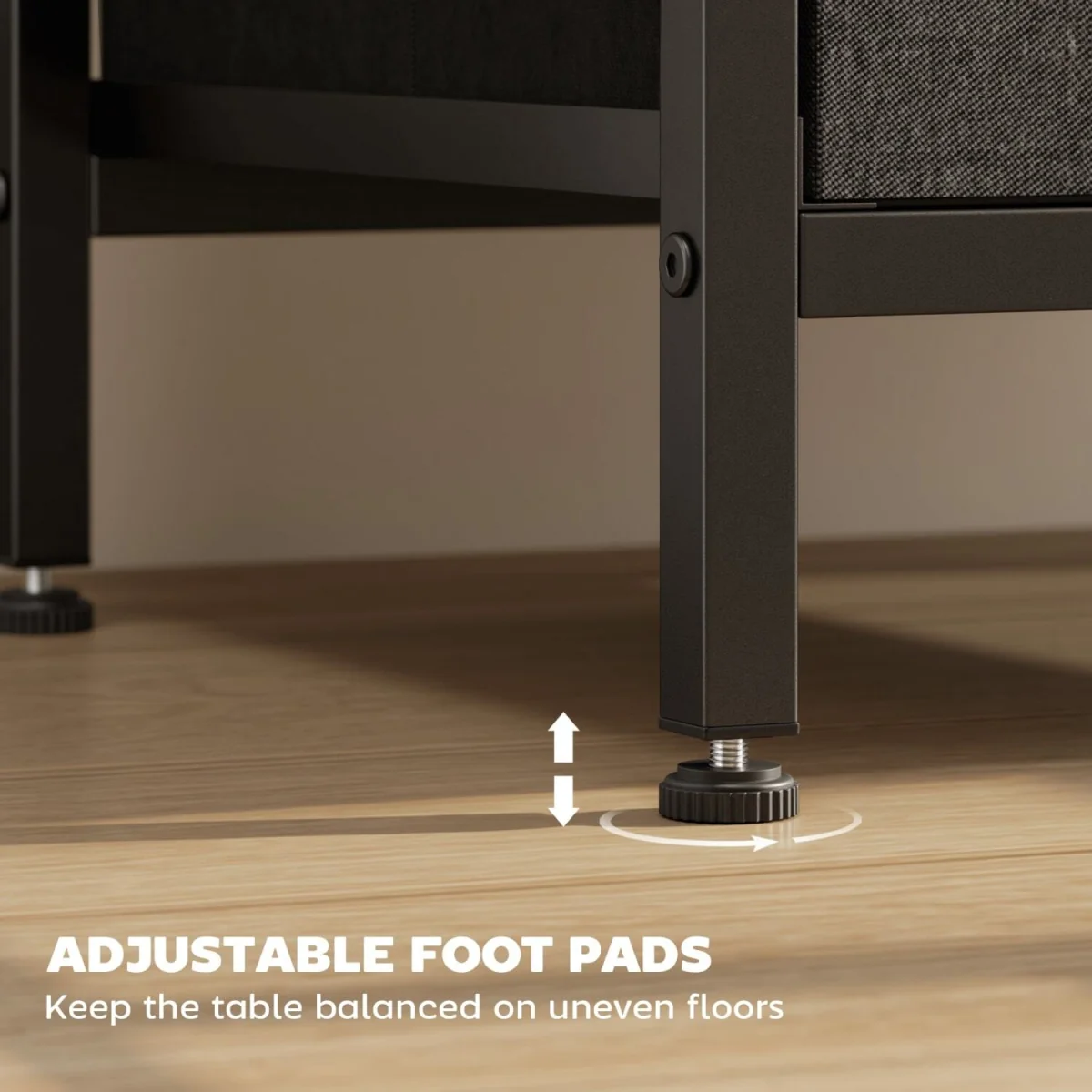 Pado Black Bedside Table with Integrated Charging Station and Fabric Drawers – image 7