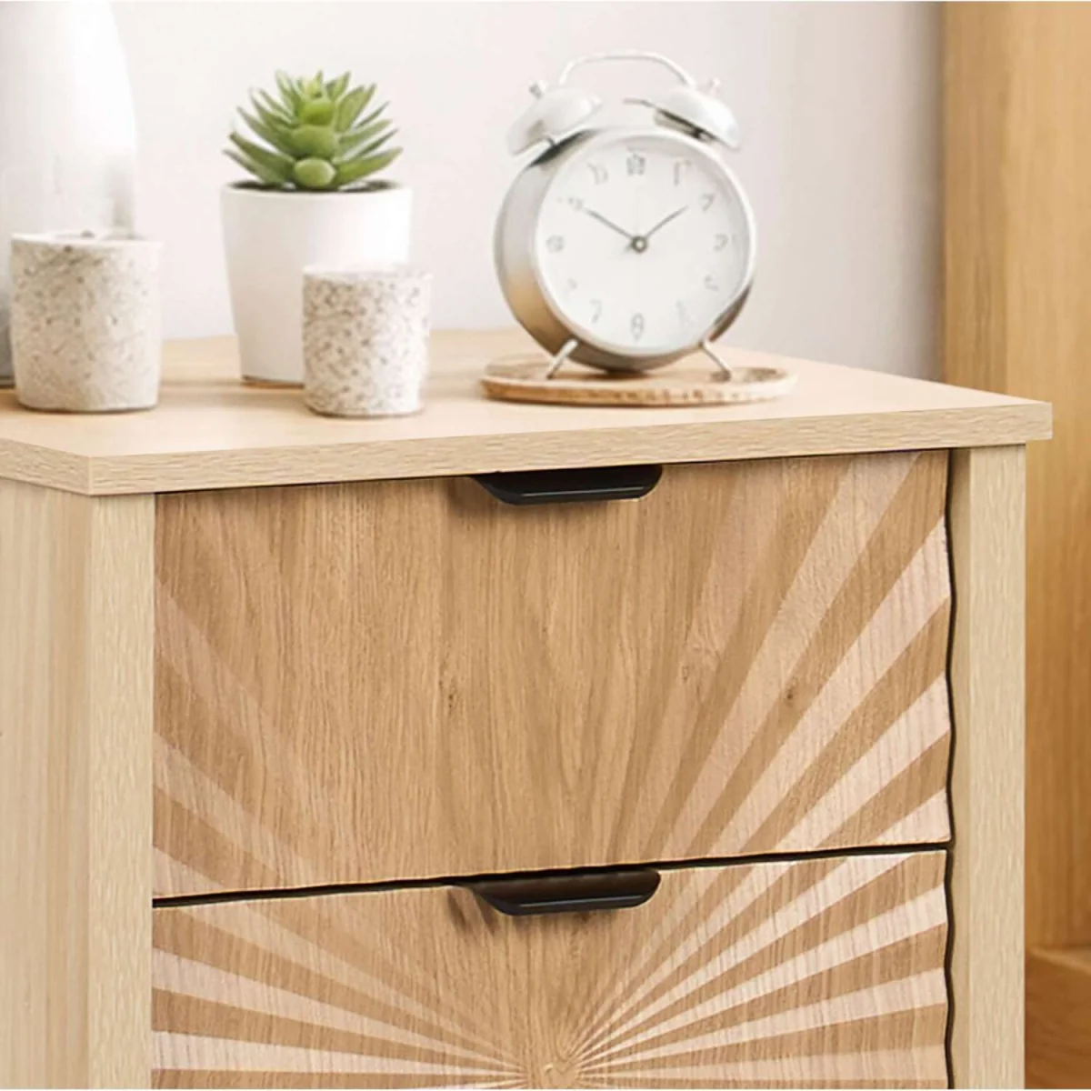 Pair Of Solstice 3 Drawer Bedside Cabinet Chest Table Light Oak - Oak – image 3