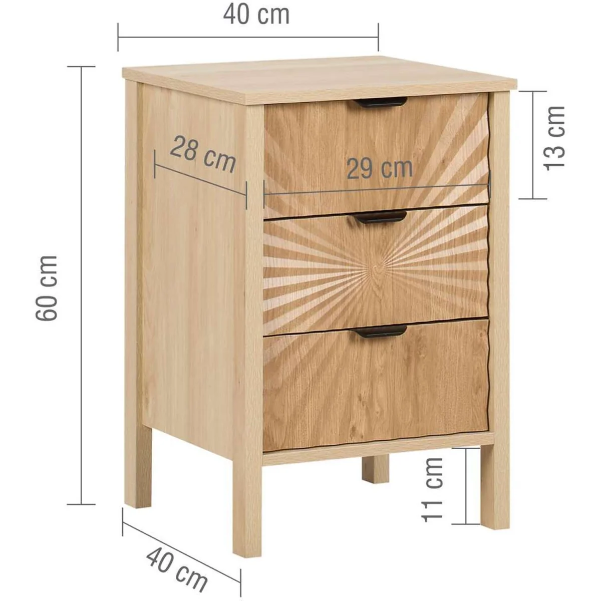 Pair Of Solstice 3 Drawer Bedside Cabinet Chest Table Light Oak - Oak – image 8