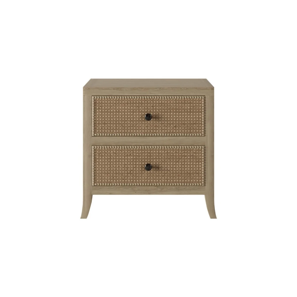 Toscana Aged Bedside Table with Rattan Drawer Fronts 2 Drawers - Brown – image 2