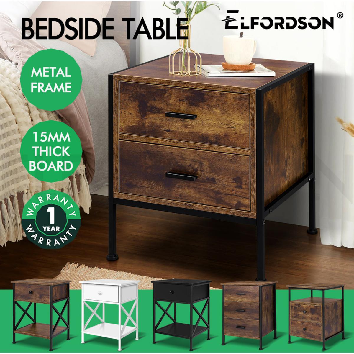 Coye 1 Drawer Retro Wooden Bedside Table - White – image 12